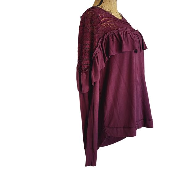 Melrose and Market Lace and Ruffle Bodice Long Sleeve Jersey Sweatshirt Top Sz L - Picture 5 of 9